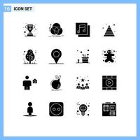 Modern Set of 16 Solid Glyphs Pictograph of forest pyramid geometry marketing business Editable Vector Design Elements