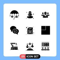 9 Solid Black Icon Pack Glyph Symbols for Mobile Apps isolated on white background 9 Icons Set vector