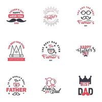 happy fathers day 9 Black and Pink text design Vector calligraphy Typography poster Usable as background Editable Vector Design Elements