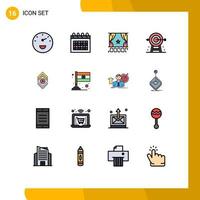 Pack of 16 creative Flat Color Filled Lines of gear planning debut goal business Editable Creative Vector Design Elements