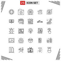 25 Icons Line Style Grid Based Creative Outline Symbols for Website Design Simple Line Icon Signs Isolated on White Background 25 Icon Set vector