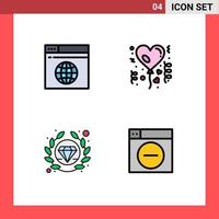 4 Creative Icons Modern Signs and Symbols of internet quality web love web Editable Vector Design Elements