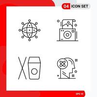 Creative Set of 4 Universal Outline Icons isolated on White Background vector