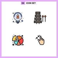 Modern Set of 4 Filledline Flat Colors and symbols such as creative pie audio sound graph Editable Vector Design Elements