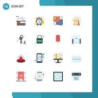 Group of 16 Flat Colors Signs and Symbols for security gdpr chat american handbag Editable Pack of Creative Vector Design Elements