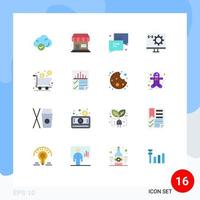 16 Thematic Vector Flat Colors and Editable Symbols of cart programming you development computer Editable Pack of Creative Vector Design Elements