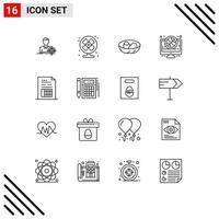 16 Universal Outlines Set for Web and Mobile Applications match game bowl basketball nest Editable Vector Design Elements