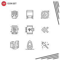 9 Universal Outline Signs Symbols of development coding connection browser settings Editable Vector Design Elements