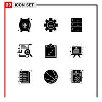 9 Creative Icons Modern Signs and Symbols of complete search admin file chart Editable Vector Design Elements