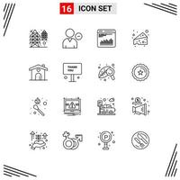 Universal Icon Symbols Group of 16 Modern Outlines of love swiss user food diagnostic Editable Vector Design Elements