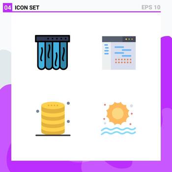Set of 4 Modern UI Icons Symbols Signs for mattress data code page server Editable Vector Design Elements