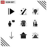 Modern Set of 9 Solid Glyphs and symbols such as commerce sale idea management corporate Editable Vector Design Elements