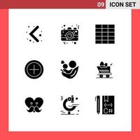 Pack of 9 creative Solid Glyphs of heart kids grid baby payment Editable Vector Design Elements