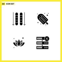 Universal Icon Symbols Group of 4 Modern Solid Glyphs of ice plant food ice cream database Editable Vector Design Elements