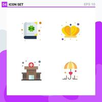 Flat Icon Pack of 4 Universal Symbols of book medical patrick king umbrella Editable Vector Design Elements