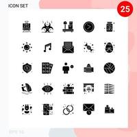 Pack of 25 creative Solid Glyphs of supplement gym box user interface Editable Vector Design Elements
