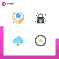 Modern Set of 4 Flat Icons Pictograph of care data power lock server Editable Vector Design Elements