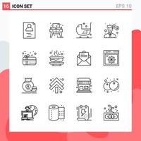 Collection of 16 Vector Icons in Line style Modern Outline Symbols for Web and Mobile Line Icon Sign Isolated on White Background 16 Icons