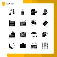 16 Icon Set Solid Style Icon Pack Glyph Symbols isolated on White Backgound for Responsive Website Designing vector