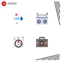 4 concepto de icono plano para sitios web móviles y aplicaciones propuesta de flecha kit de corazón de música elementos de diseño vectorial editables vector