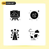 4 Creative Icons for Modern website design and responsive mobile apps 4 Glyph Symbols Signs on White Background 4 Icon Pack vector