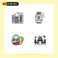 paquete de iconos de vector de stock de 4 signos y símbolos de línea para elementos de diseño de vector editables de vacaciones de batería de proceso de huevo creativo