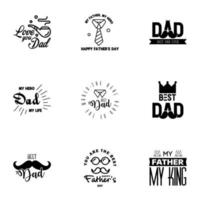 Happy fathers day 9 Black Typography Fathers day background design Fathers day greeting card Editable Vector Design Elements