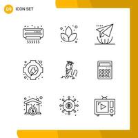 9 Icon Set Line Style Icon Pack Outline Symbols isolated on White Backgound for Responsive Website Designing vector