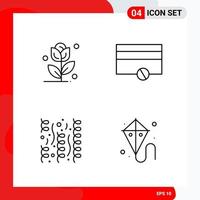 Creative Set of 4 Universal Outline Icons isolated on White Background vector