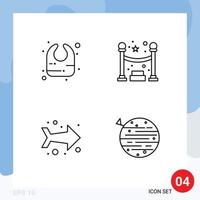 User Interface Pack of 4 Basic Filledline Flat Colors of baby moon queue arrow space Editable Vector Design Elements