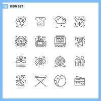 16 Icons Line style Creative Outline Symbols Black Line Icon Sign Isolated on White Background vector