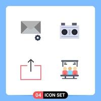 Pack of 4 creative Flat Icons of mail send camera photography search Editable Vector Design Elements