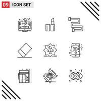 9 User Interface Outline Pack of modern Signs and Symbols of mobile recording mobile rail camera typography Editable Vector Design Elements