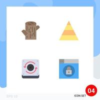 Pack of 4 creative Flat Icons of log web career computing lock Editable Vector Design Elements