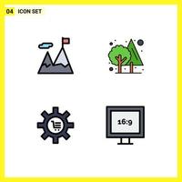 4 Creative Icons Modern Signs and Symbols of accomplished configuration motivation tree commerce Editable Vector Design Elements