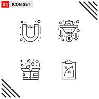 Pixle Perfect Set of 4 Line Icons Outline Icon Set for Webite Designing and Mobile Applications Interface vector