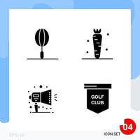 Modern Pack of 4 Icons Solid Glyph Symbols isolated on White Backgound for Website designing vector