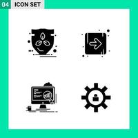 Pack of 4 Solid Style Icon Set Glyph Symbols for print Creative Signs Isolated on White Background 4 Icon Set vector