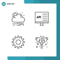 paquete de vectores de 4 iconos de estilo de línea de símbolos de contorno establecidos en fondo blanco para web y móvil