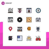 Universal Icon Symbols Group of 16 Modern Flat Color Filled Lines of analysis connection feminism bluetooth page Editable Creative Vector Design Elements