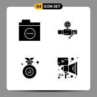 4 Black Icon Pack Glyph Symbols Signs for Responsive designs on white background 4 Icons Set vector