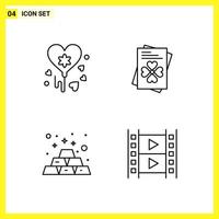 4 Icon Set Simple Line Symbols Outline Sign on White Background for Website Design Mobile Applications and Print Media vector