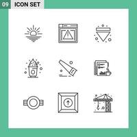 Pack of 9 Modern Outlines Signs and Symbols for Web Print Media such as hand sweets arrow sweet food Editable Vector Design Elements