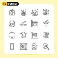 16 iconos creativos para el diseño moderno de sitios web y aplicaciones móviles receptivas 16 símbolos de contorno signos sobre fondo blanco paquete de 16 iconos vector