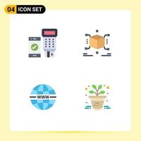 Set of 4 Vector Flat Icons on Grid for code security scan puzzle web Editable Vector Design Elements