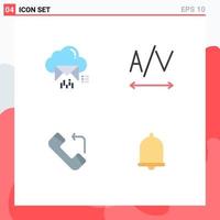 Flat Icon Pack of 4 Universal Symbols of cloud incoming data tracking bell Editable Vector Design Elements