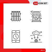 Creative Set of 4 Universal Outline Icons isolated on White Background vector