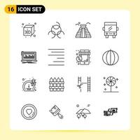 16 iconos creativos para el diseño moderno de sitios web y aplicaciones móviles receptivas 16 símbolos de contorno signos sobre fondo blanco paquete de 16 iconos vector