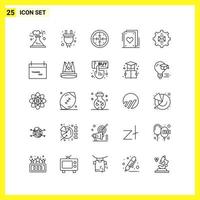 25 Icon Set Simple Line Symbols Outline Sign on White Background for Website Design Mobile Applications and Print Media vector