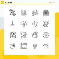 16 Creative Icons Modern Signs and Symbols of twitter download dumbbell office building Editable Vector Design Elements